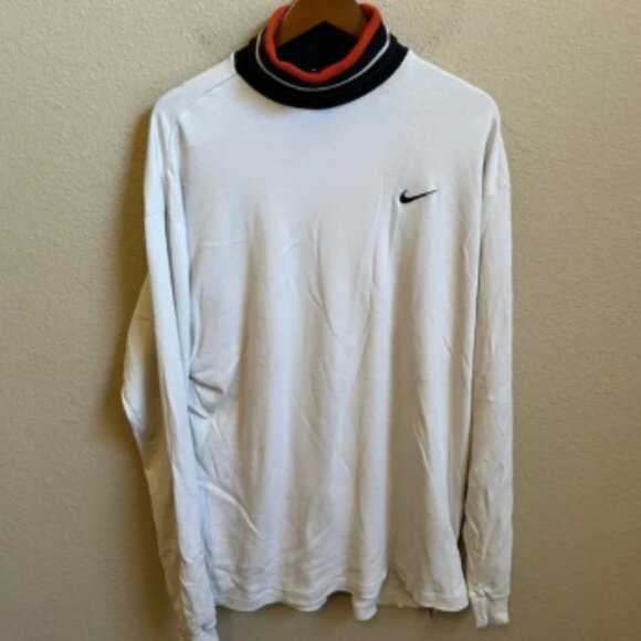 Nike Y2K Tiger Woods White Turtle Neck Long Sleeve Shirt - Picture 1 of 5